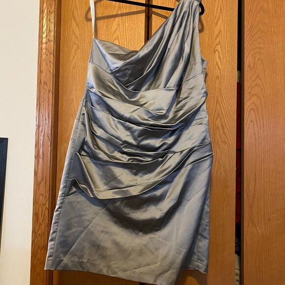 David’s Bridal Mercury Satin One Shoulder Dress 20 - Picture 1 of 4